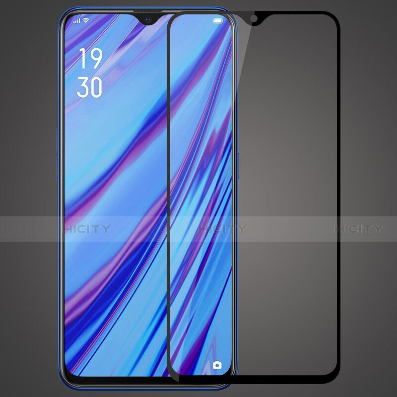 Schutzfolie Full Coverage Displayschutzfolie Panzerfolie Gehärtetes Glas Glasfolie Skins zum Aufkleben Panzerglas F02 für Oppo A9 Schwarz groß