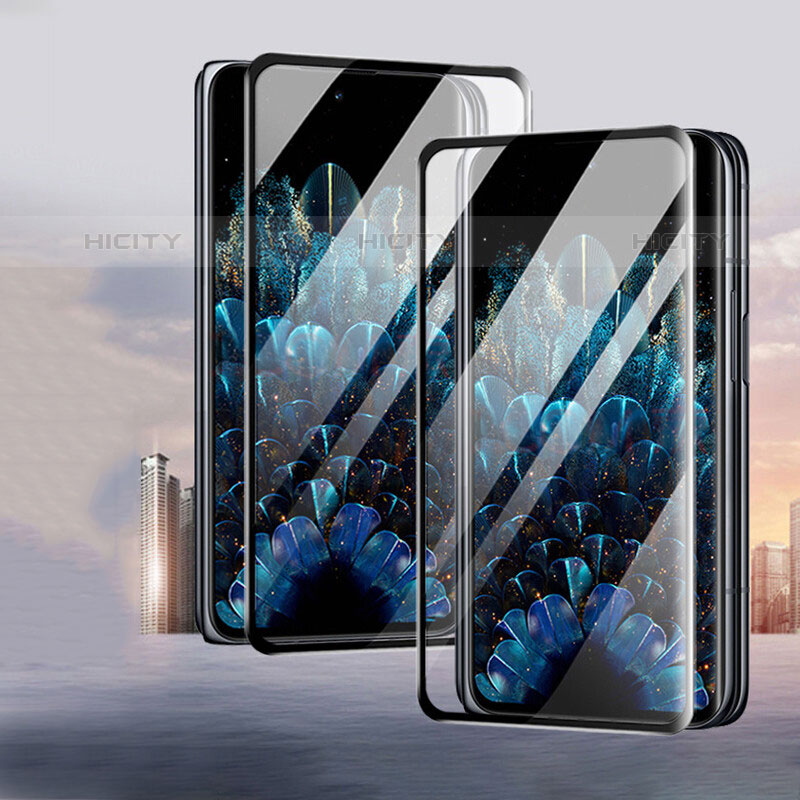 Schutzfolie Full Coverage Displayschutzfolie Panzerfolie Gehärtetes Glas Glasfolie Skins zum Aufkleben Panzerglas F02 für Oppo Find N 5G Schwarz groß