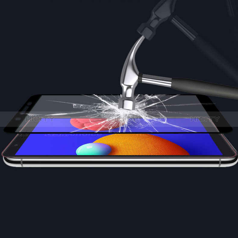 Schutzfolie Full Coverage Displayschutzfolie Panzerfolie Gehärtetes Glas Glasfolie Skins zum Aufkleben Panzerglas F02 für Samsung Galaxy A01 Core Schwarz groß