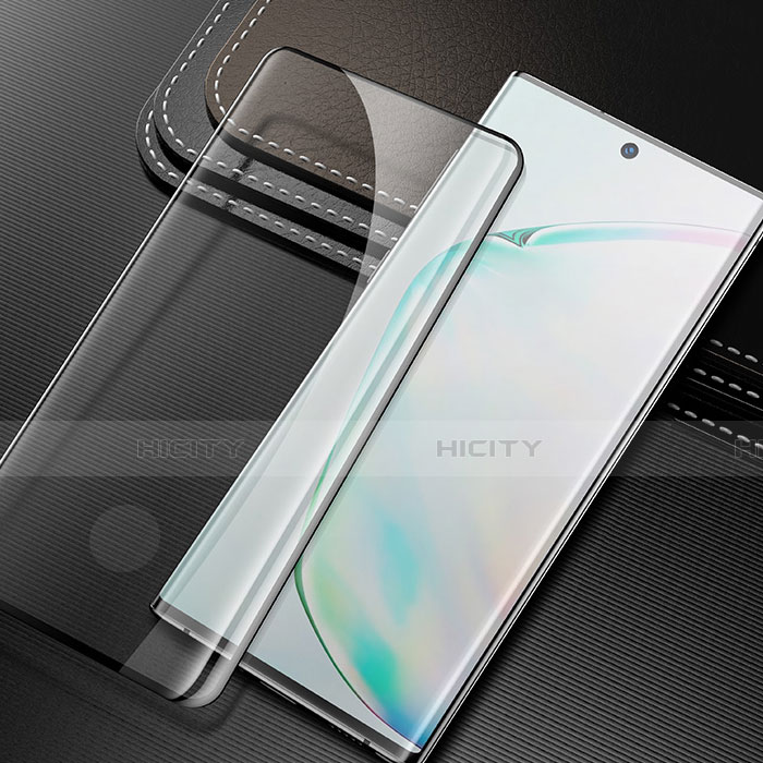 Schutzfolie Full Coverage Displayschutzfolie Panzerfolie Gehärtetes Glas Glasfolie Skins zum Aufkleben Panzerglas F02 für Samsung Galaxy Note 10 Plus Schwarz