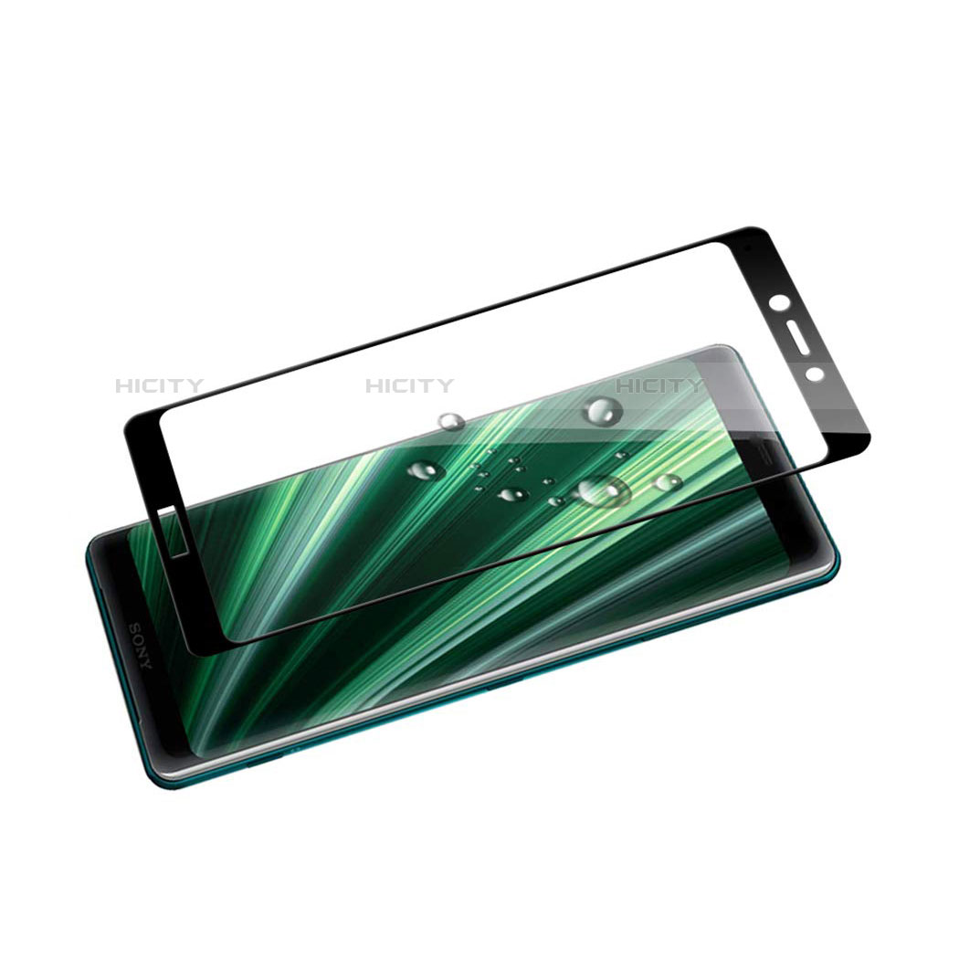 Schutzfolie Full Coverage Displayschutzfolie Panzerfolie Gehärtetes Glas Glasfolie Skins zum Aufkleben Panzerglas F02 für Sony Xperia 1 Schwarz