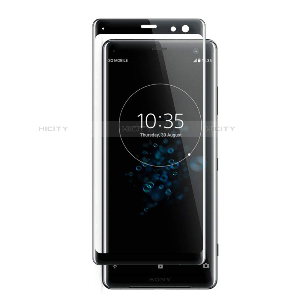 Schutzfolie Full Coverage Displayschutzfolie Panzerfolie Gehärtetes Glas Glasfolie Skins zum Aufkleben Panzerglas F02 für Sony Xperia XZ3 Schwarz