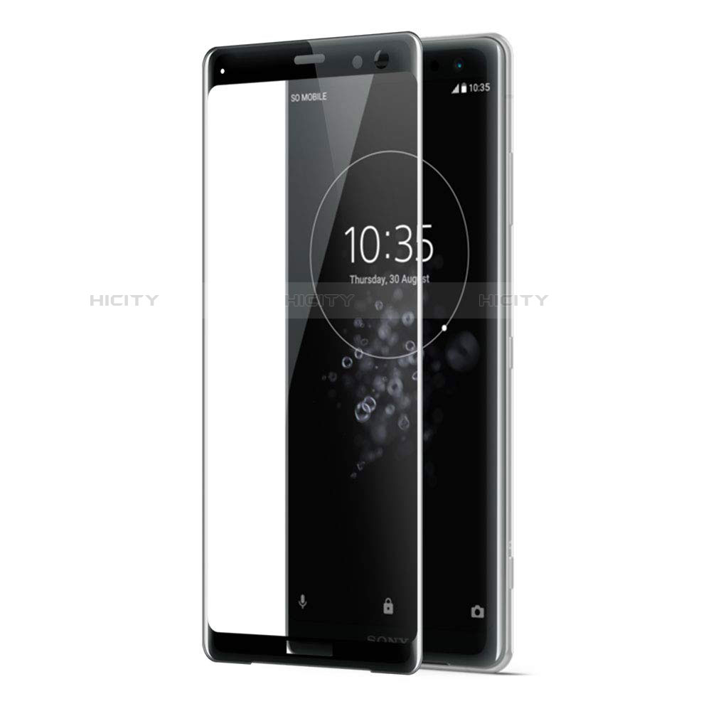 Schutzfolie Full Coverage Displayschutzfolie Panzerfolie Gehärtetes Glas Glasfolie Skins zum Aufkleben Panzerglas F02 für Sony Xperia XZ3 Schwarz