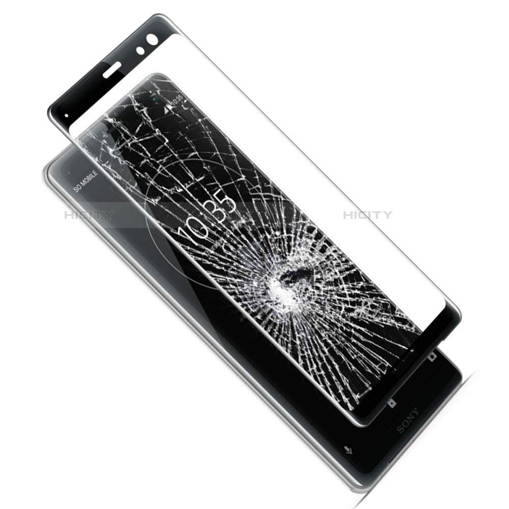 Schutzfolie Full Coverage Displayschutzfolie Panzerfolie Gehärtetes Glas Glasfolie Skins zum Aufkleben Panzerglas F02 für Sony Xperia XZ3 Schwarz