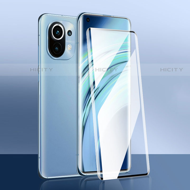 Schutzfolie Full Coverage Displayschutzfolie Panzerfolie Gehärtetes Glas Glasfolie Skins zum Aufkleben Panzerglas F02 für Xiaomi Mi 11 Lite 5G NE Schwarz