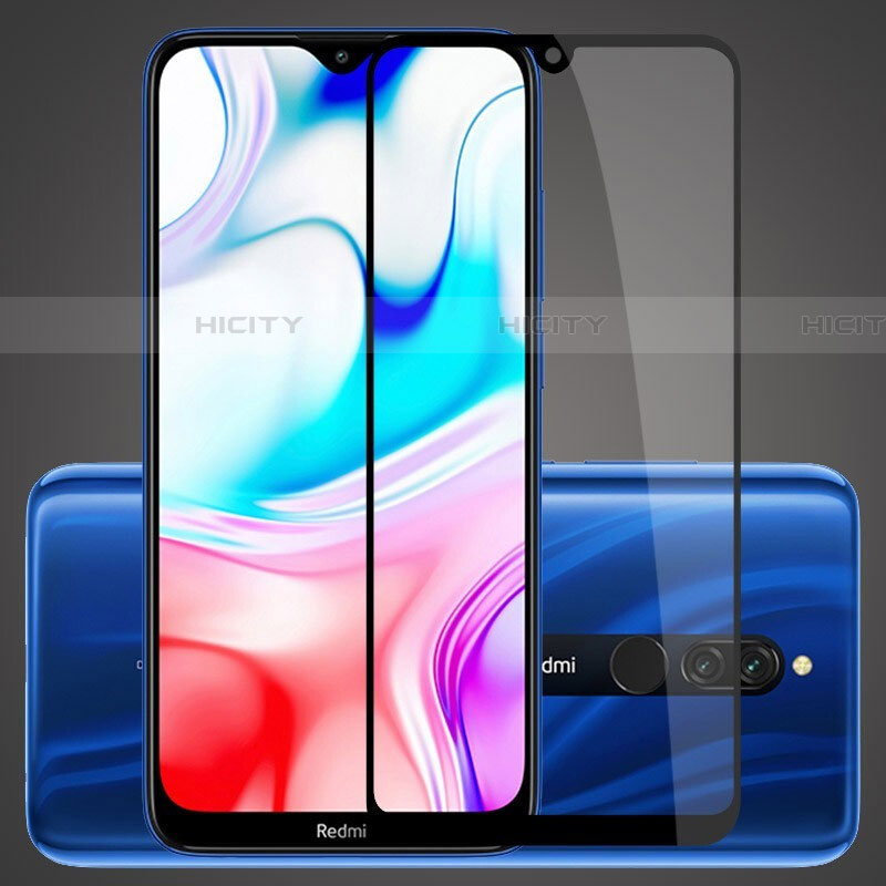 Schutzfolie Full Coverage Displayschutzfolie Panzerfolie Gehärtetes Glas Glasfolie Skins zum Aufkleben Panzerglas F02 für Xiaomi Redmi 8 Schwarz groß