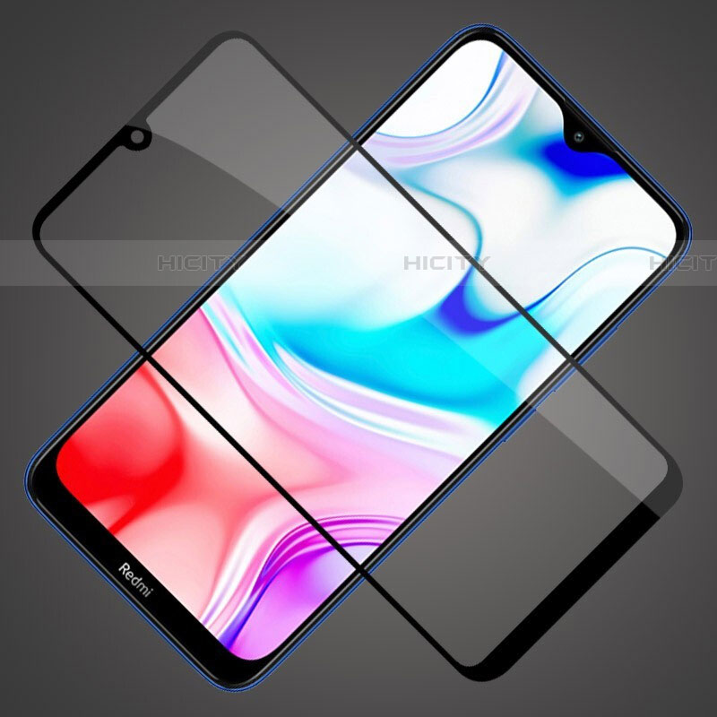 Schutzfolie Full Coverage Displayschutzfolie Panzerfolie Gehärtetes Glas Glasfolie Skins zum Aufkleben Panzerglas F02 für Xiaomi Redmi 8 Schwarz groß