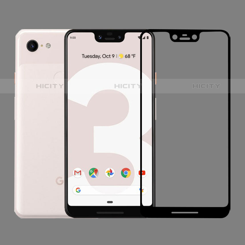 Schutzfolie Full Coverage Displayschutzfolie Panzerfolie Gehärtetes Glas Glasfolie Skins zum Aufkleben Panzerglas F03 für Google Pixel 3 XL Schwarz