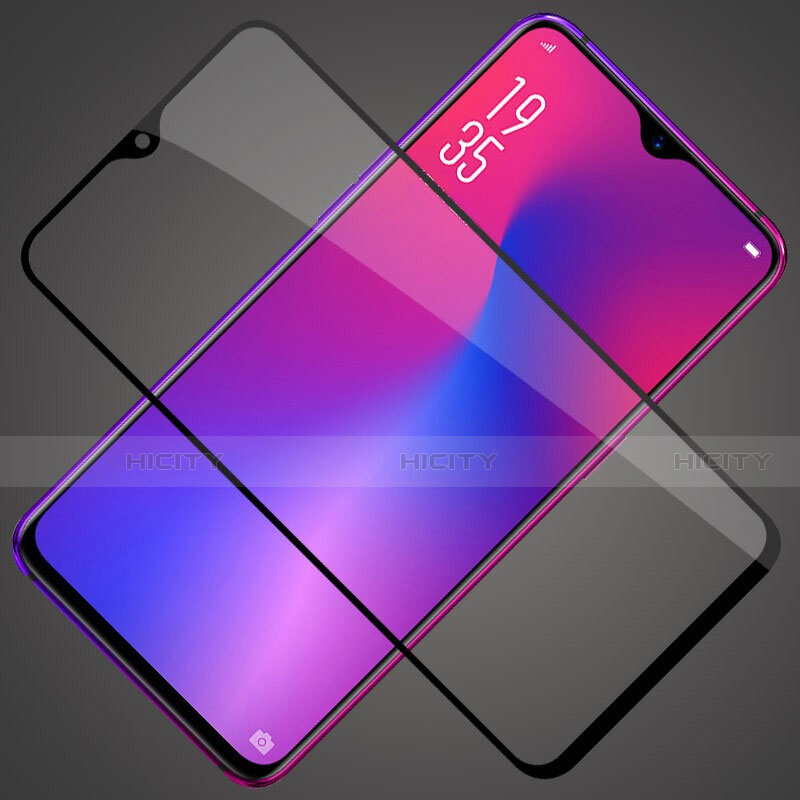 Schutzfolie Full Coverage Displayschutzfolie Panzerfolie Gehärtetes Glas Glasfolie Skins zum Aufkleben Panzerglas F03 für Oppo A9 Schwarz