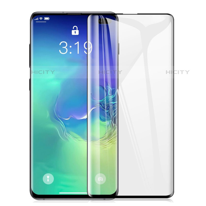 Schutzfolie Full Coverage Displayschutzfolie Panzerfolie Gehärtetes Glas Glasfolie Skins zum Aufkleben Panzerglas F03 für Samsung Galaxy S10 5G Schwarz