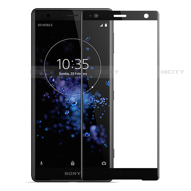 Schutzfolie Full Coverage Displayschutzfolie Panzerfolie Gehärtetes Glas Glasfolie Skins zum Aufkleben Panzerglas F03 für Sony Xperia XZ2 Schwarz groß