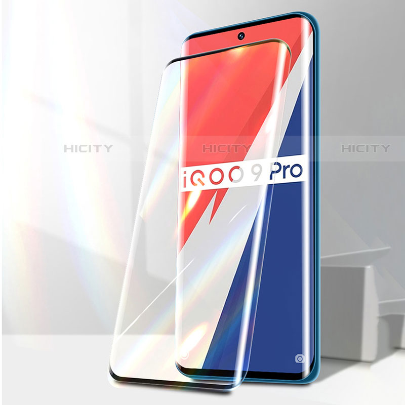 Schutzfolie Full Coverage Displayschutzfolie Panzerfolie Gehärtetes Glas Glasfolie Skins zum Aufkleben Panzerglas F03 für Vivo iQOO 9 Pro 5G Schwarz