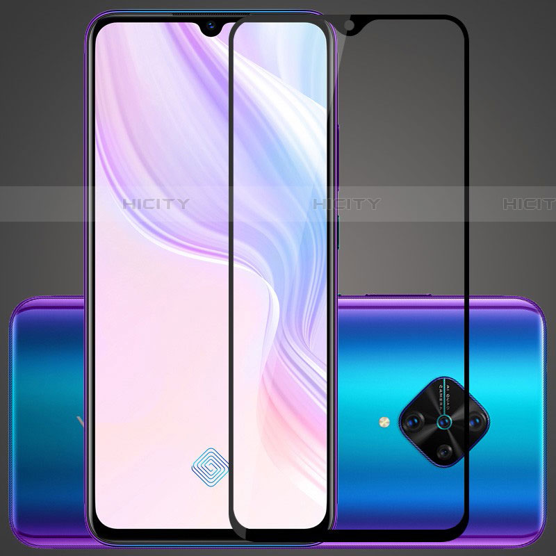 Schutzfolie Full Coverage Displayschutzfolie Panzerfolie Gehärtetes Glas Glasfolie Skins zum Aufkleben Panzerglas F03 für Vivo S1 Pro Schwarz