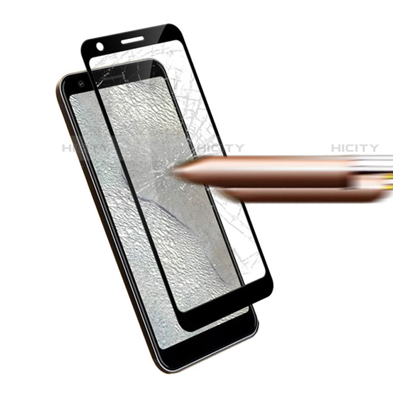 Schutzfolie Full Coverage Displayschutzfolie Panzerfolie Gehärtetes Glas Glasfolie Skins zum Aufkleben Panzerglas F04 für Google Pixel 3a Schwarz