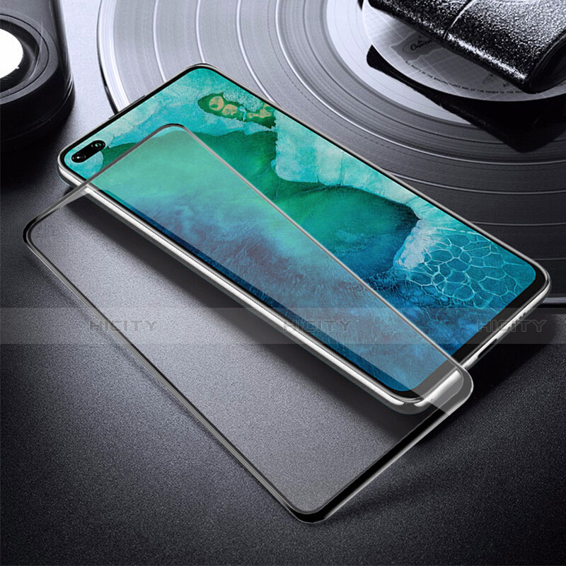 Schutzfolie Full Coverage Displayschutzfolie Panzerfolie Gehärtetes Glas Glasfolie Skins zum Aufkleben Panzerglas F04 für Huawei Nova 6 5G Schwarz groß