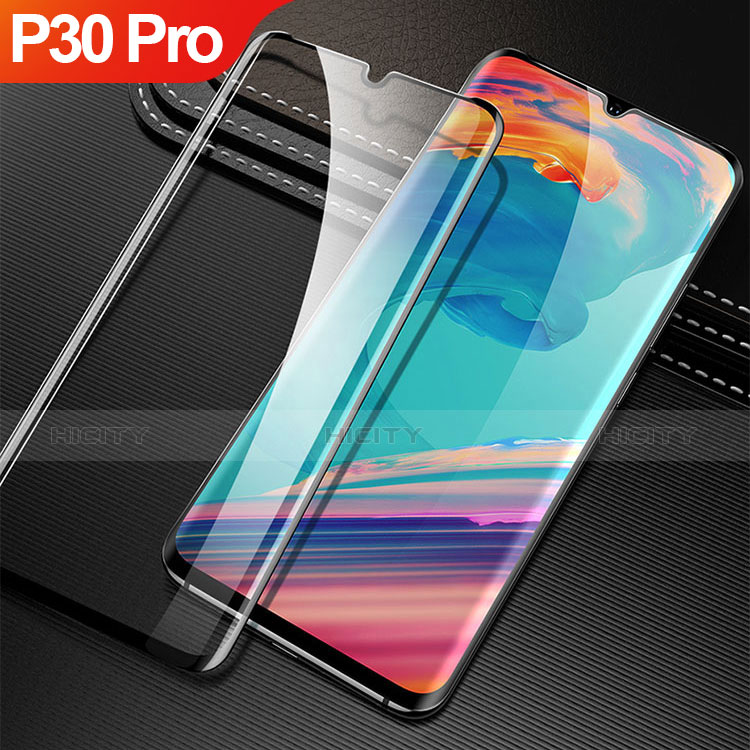 Schutzfolie Full Coverage Displayschutzfolie Panzerfolie Gehärtetes Glas Glasfolie Skins zum Aufkleben Panzerglas F04 für Huawei P30 Pro Schwarz