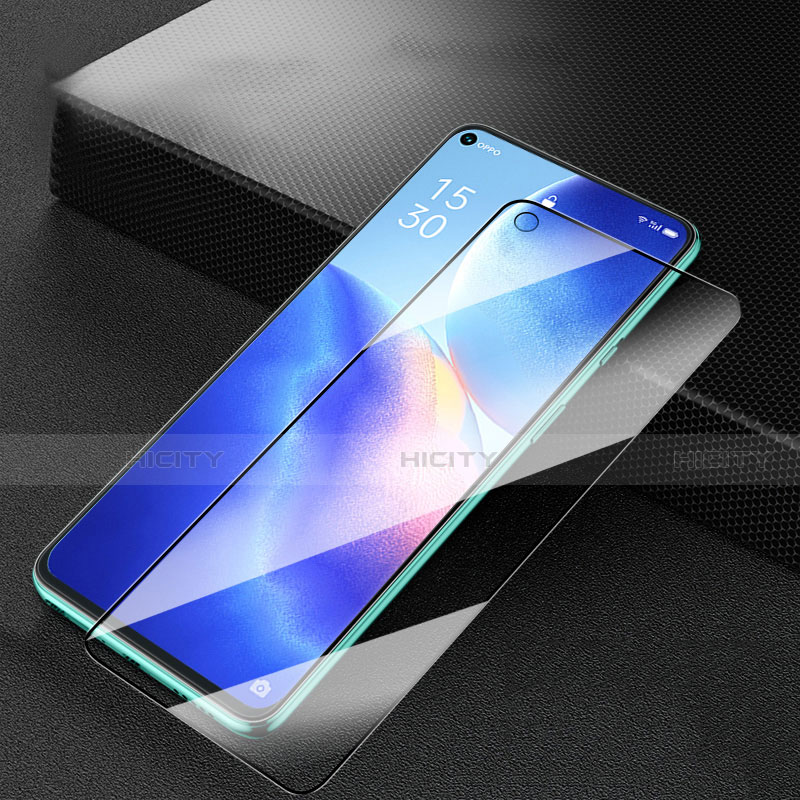 Schutzfolie Full Coverage Displayschutzfolie Panzerfolie Gehärtetes Glas Glasfolie Skins zum Aufkleben Panzerglas F04 für Oppo Reno5 5G Schwarz