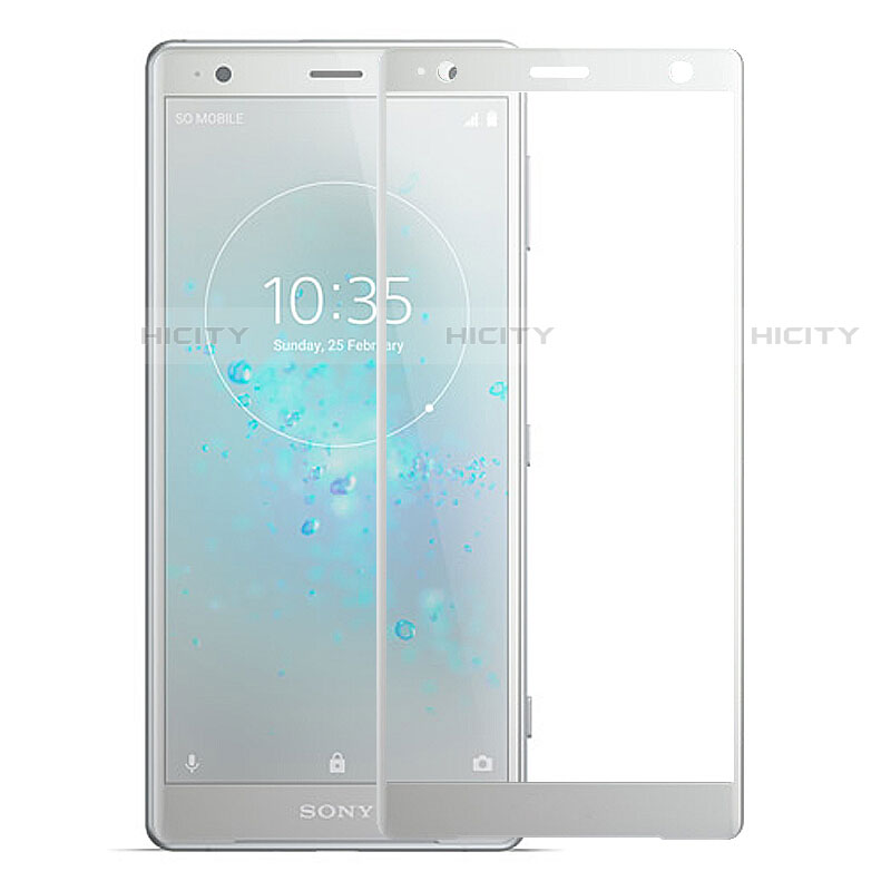 Schutzfolie Full Coverage Displayschutzfolie Panzerfolie Gehärtetes Glas Glasfolie Skins zum Aufkleben Panzerglas F04 für Sony Xperia XZ2 Silber