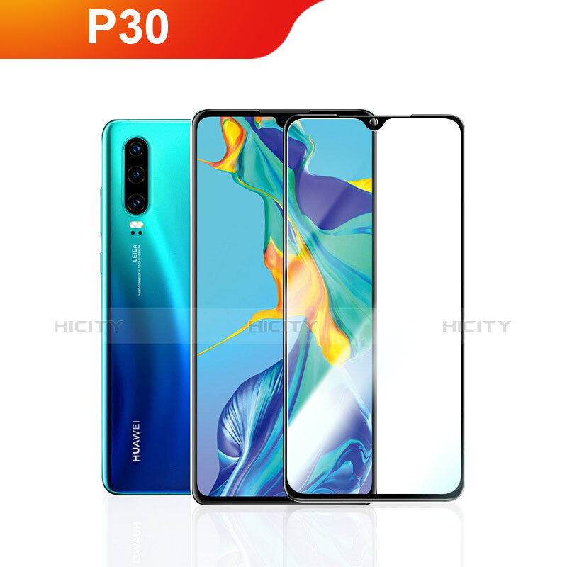 Schutzfolie Full Coverage Displayschutzfolie Panzerfolie Gehärtetes Glas Glasfolie Skins zum Aufkleben Panzerglas F05 für Huawei P30 Schwarz