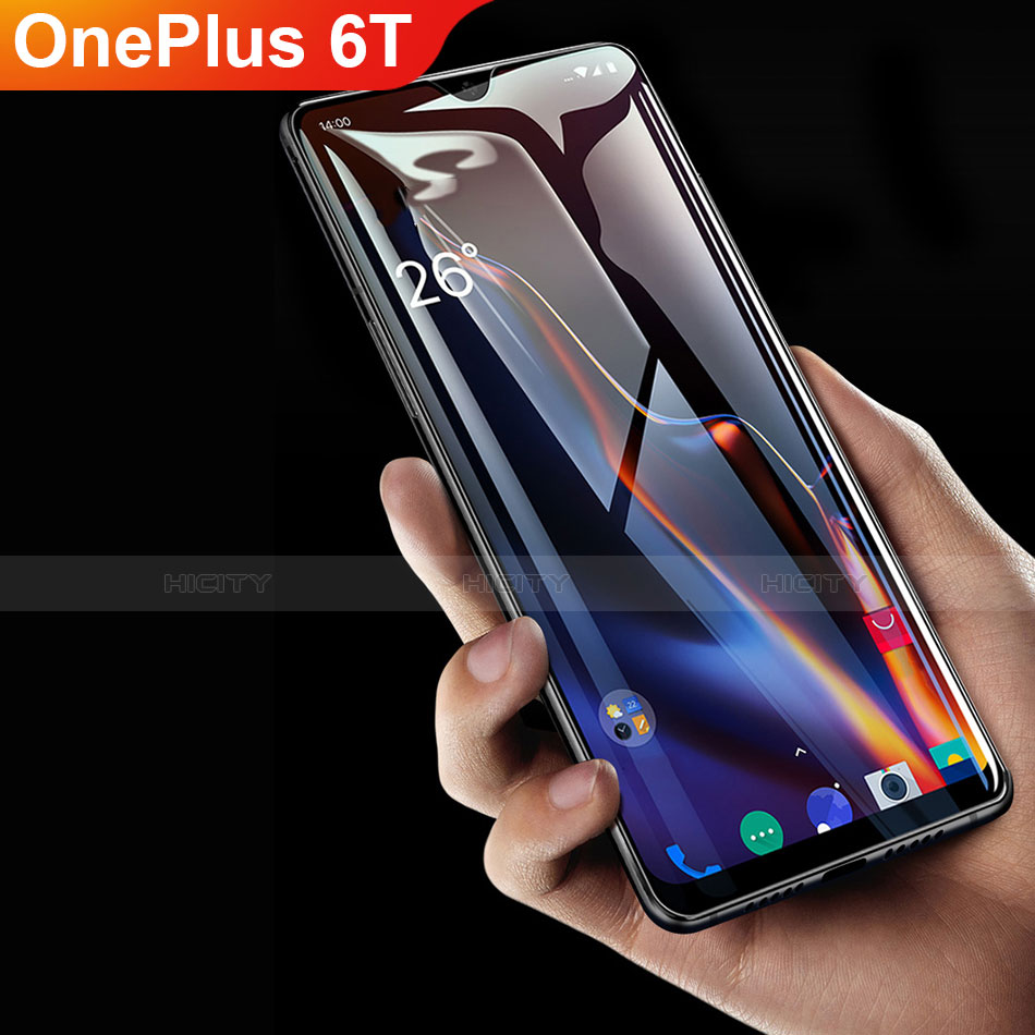 Schutzfolie Full Coverage Displayschutzfolie Panzerfolie Gehärtetes Glas Glasfolie Skins zum Aufkleben Panzerglas F06 für OnePlus 6T Schwarz