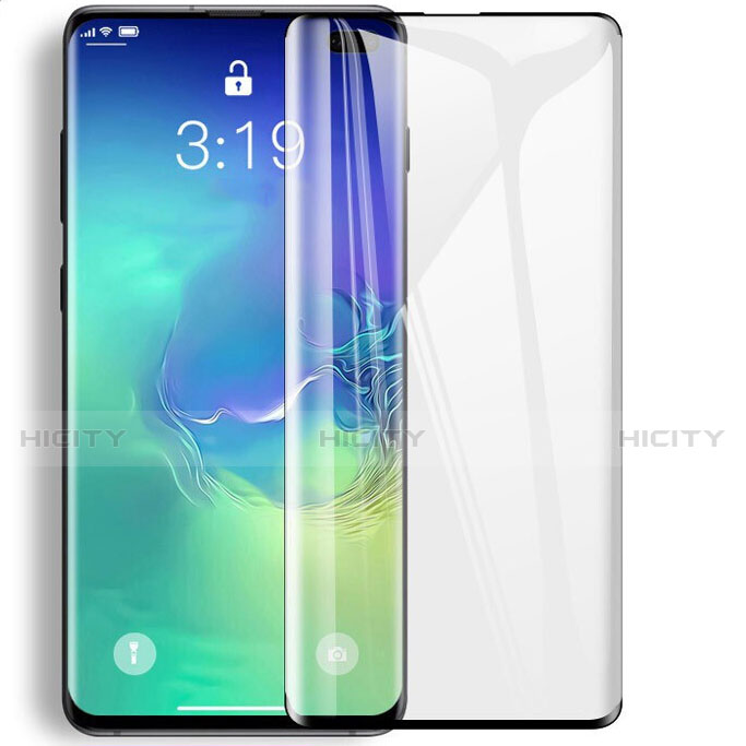 Schutzfolie Full Coverage Displayschutzfolie Panzerfolie Gehärtetes Glas Glasfolie Skins zum Aufkleben Panzerglas F06 für Samsung Galaxy S10 Plus Schwarz groß