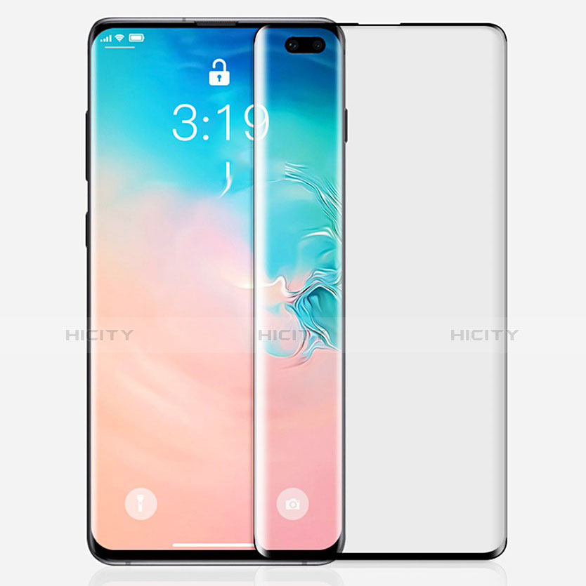 Schutzfolie Full Coverage Displayschutzfolie Panzerfolie Gehärtetes Glas Glasfolie Skins zum Aufkleben Panzerglas F06 für Samsung Galaxy S10 Plus Schwarz groß