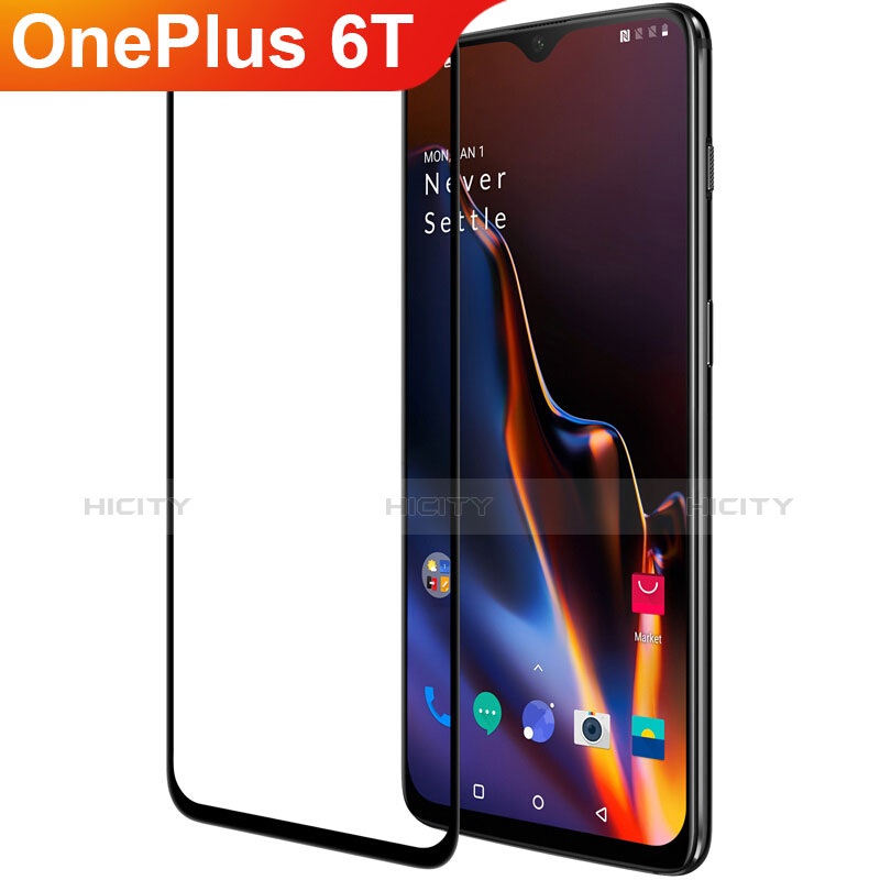 Schutzfolie Full Coverage Displayschutzfolie Panzerfolie Gehärtetes Glas Glasfolie Skins zum Aufkleben Panzerglas F08 für OnePlus 6T Schwarz