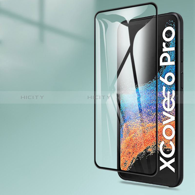 Schutzfolie Full Coverage Displayschutzfolie Panzerfolie Gehärtetes Glas Glasfolie Skins zum Aufkleben Panzerglas F08 für Samsung Galaxy XCover 6 Pro 5G Schwarz