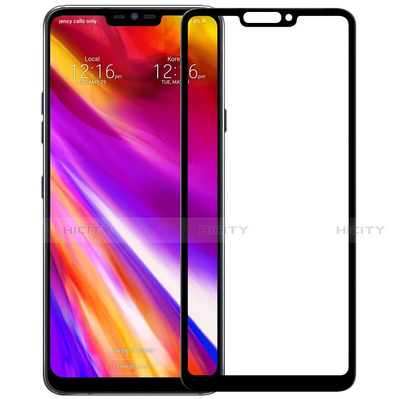 Schutzfolie Full Coverage Displayschutzfolie Panzerfolie Gehärtetes Glas Glasfolie Skins zum Aufkleben Panzerglas für LG G7 Schwarz