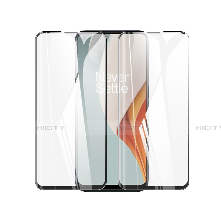 Schutzfolie Full Coverage Displayschutzfolie Panzerfolie Gehärtetes Glas Glasfolie Skins zum Aufkleben Panzerglas für OnePlus Nord N100 Schwarz