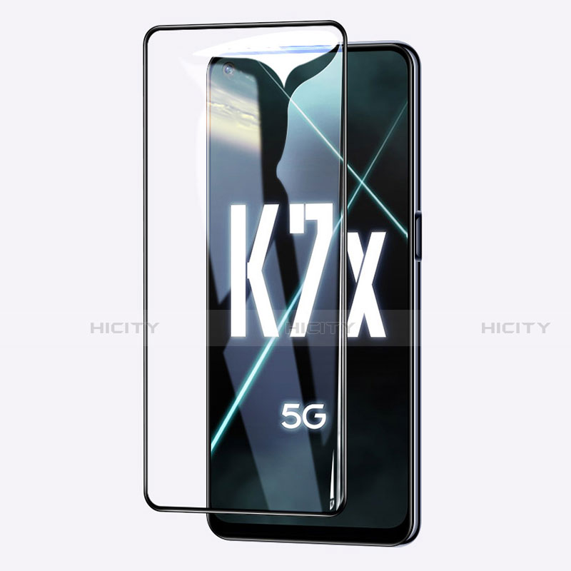 Schutzfolie Full Coverage Displayschutzfolie Panzerfolie Gehärtetes Glas Glasfolie Skins zum Aufkleben Panzerglas für Oppo K7x 5G Schwarz Plus