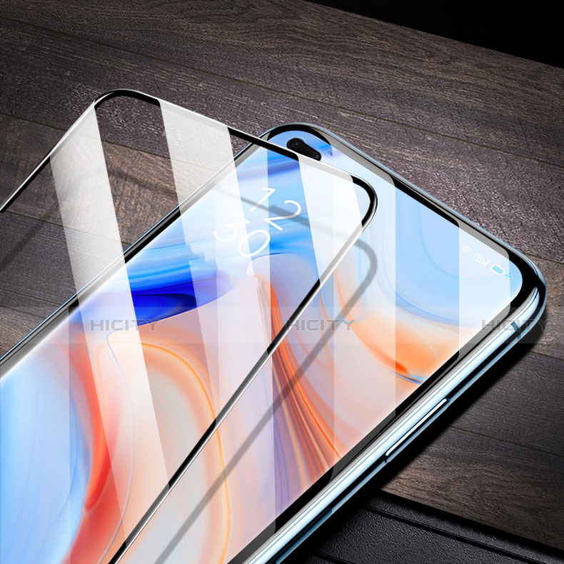 Schutzfolie Full Coverage Displayschutzfolie Panzerfolie Gehärtetes Glas Glasfolie Skins zum Aufkleben Panzerglas für Oppo Reno4 5G Schwarz