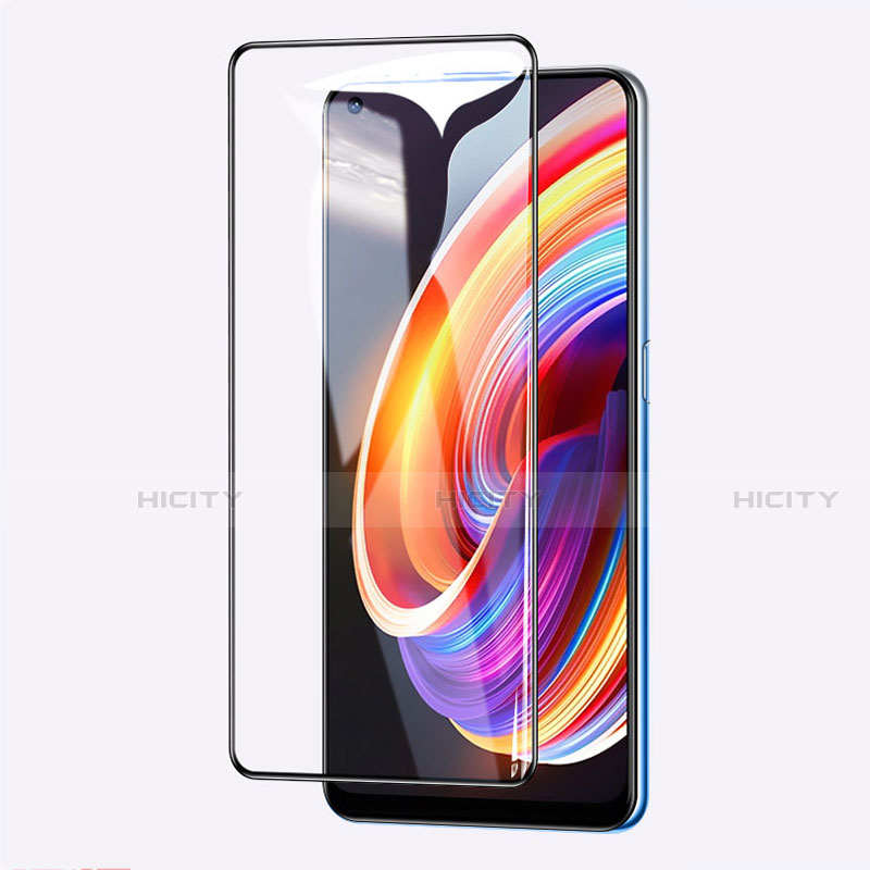 Schutzfolie Full Coverage Displayschutzfolie Panzerfolie Gehärtetes Glas Glasfolie Skins zum Aufkleben Panzerglas für Realme V15 5G Schwarz Plus