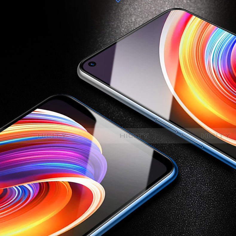 Schutzfolie Full Coverage Displayschutzfolie Panzerfolie Gehärtetes Glas Glasfolie Skins zum Aufkleben Panzerglas für Realme V15 5G Schwarz groß