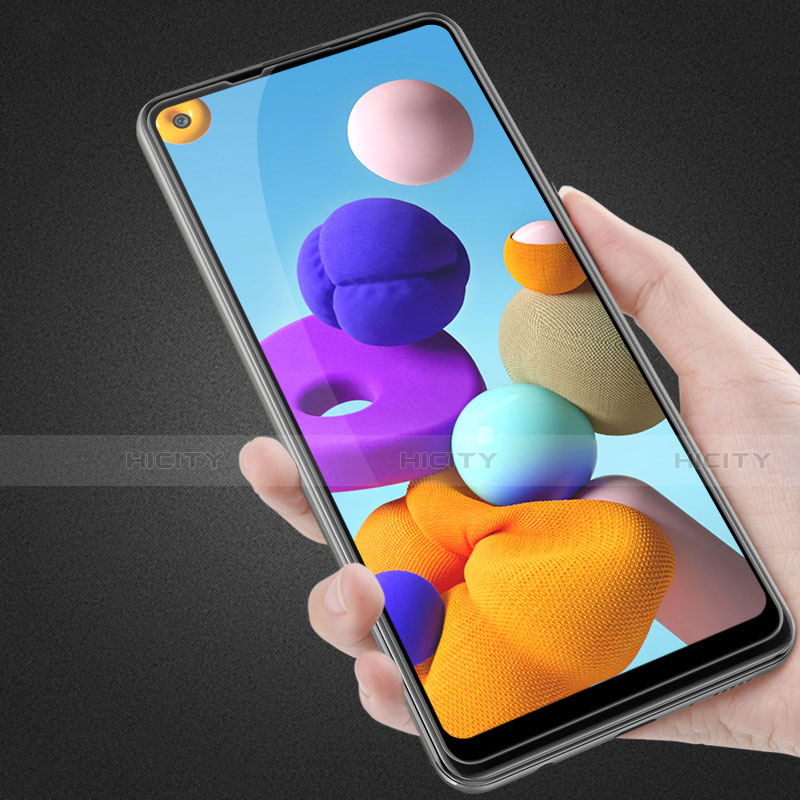 Schutzfolie Full Coverage Displayschutzfolie Panzerfolie Gehärtetes Glas Glasfolie Skins zum Aufkleben Panzerglas für Samsung Galaxy A21s Schwarz