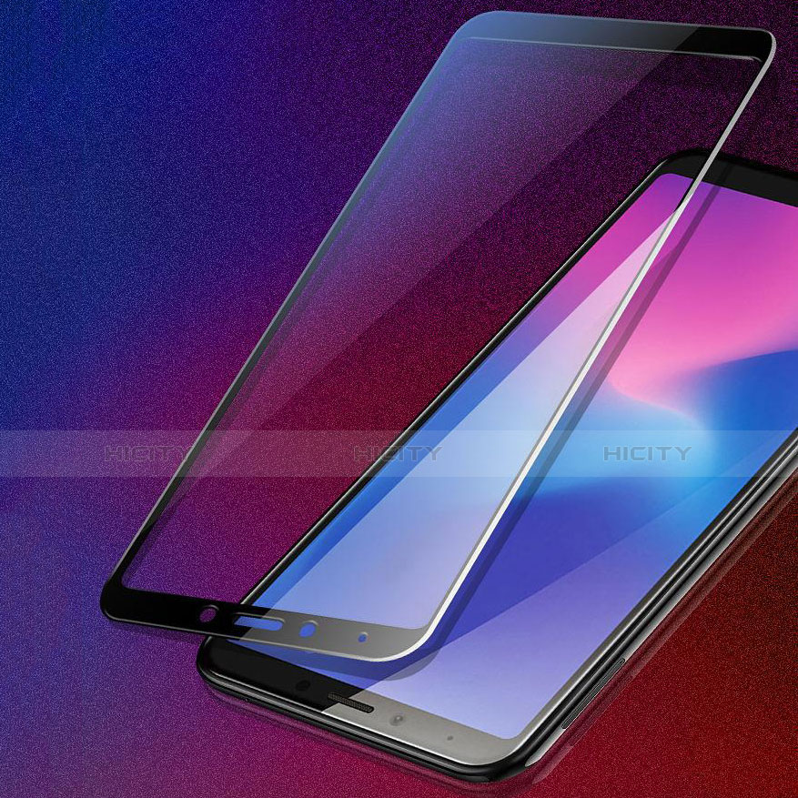 Schutzfolie Full Coverage Displayschutzfolie Panzerfolie Gehärtetes Glas Glasfolie Skins zum Aufkleben Panzerglas für Samsung Galaxy A6s Schwarz