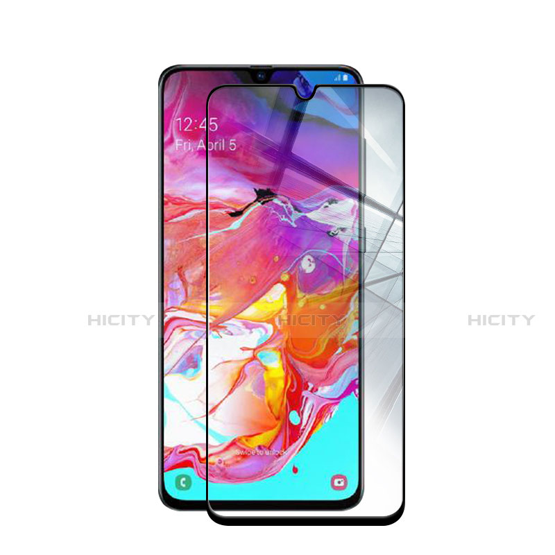 Schutzfolie Full Coverage Displayschutzfolie Panzerfolie Gehärtetes Glas Glasfolie Skins zum Aufkleben Panzerglas für Samsung Galaxy A70 Schwarz