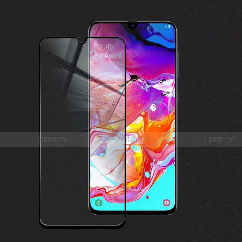 Schutzfolie Full Coverage Displayschutzfolie Panzerfolie Gehärtetes Glas Glasfolie Skins zum Aufkleben Panzerglas für Samsung Galaxy A70 Schwarz