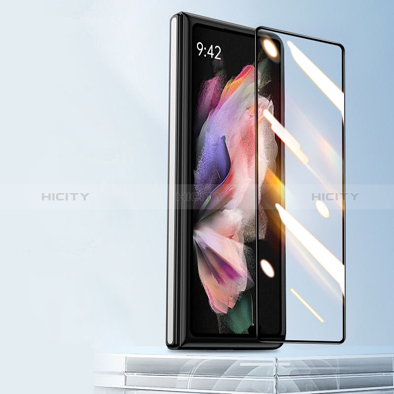 Schutzfolie Full Coverage Displayschutzfolie Panzerfolie Gehärtetes Glas Glasfolie Skins zum Aufkleben Panzerglas für Samsung Galaxy Z Fold3 5G Schwarz