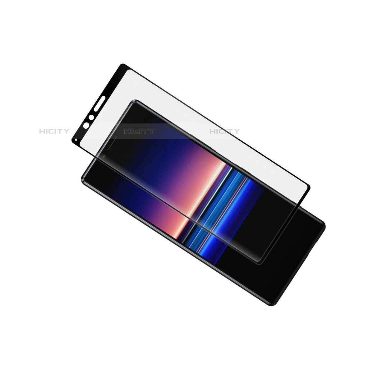 Schutzfolie Full Coverage Displayschutzfolie Panzerfolie Gehärtetes Glas Glasfolie Skins zum Aufkleben Panzerglas für Sony Xperia 1 Schwarz