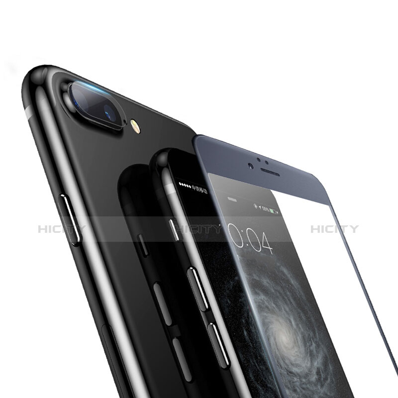 Schutzfolie Full Coverage Displayschutzfolie Panzerfolie Skins zum Aufkleben Gehärtetes Glas Glasfolie F02 für Apple iPhone 7 Plus Schwarz