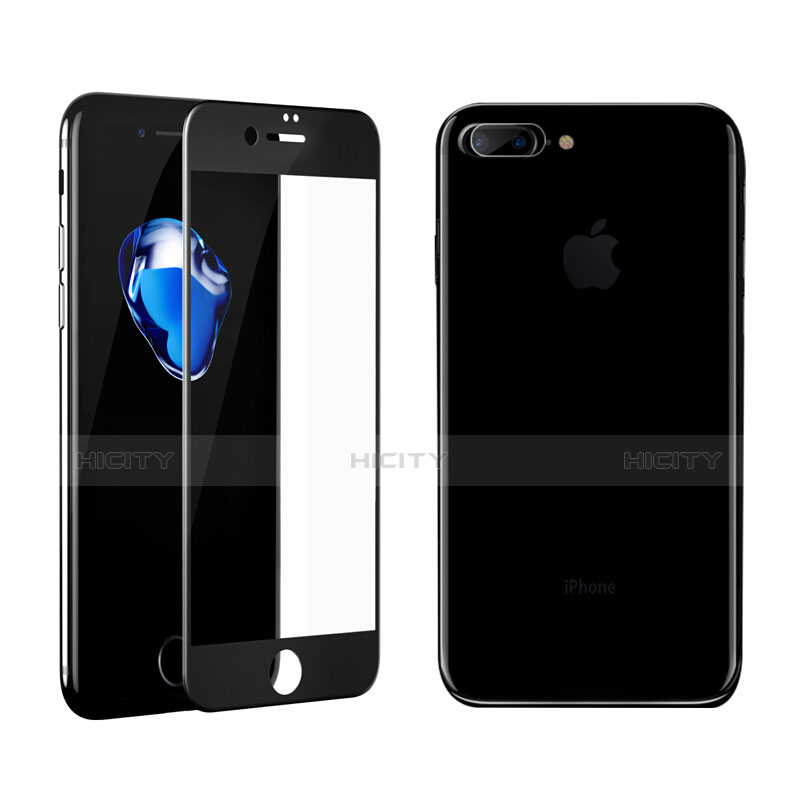 Schutzfolie Full Coverage Displayschutzfolie Panzerfolie Skins zum Aufkleben Gehärtetes Glas Glasfolie F02 für Apple iPhone 7 Plus Schwarz