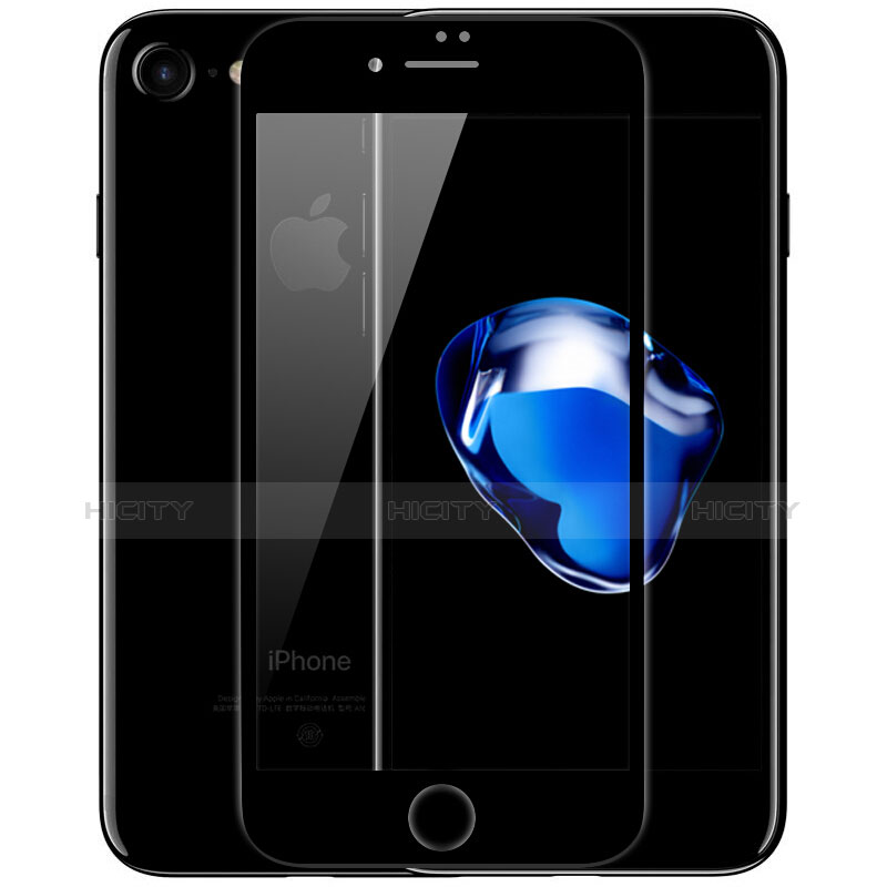 Schutzfolie Full Coverage Displayschutzfolie Panzerfolie Skins zum Aufkleben Gehärtetes Glas Glasfolie F02 für Apple iPhone 7 Schwarz