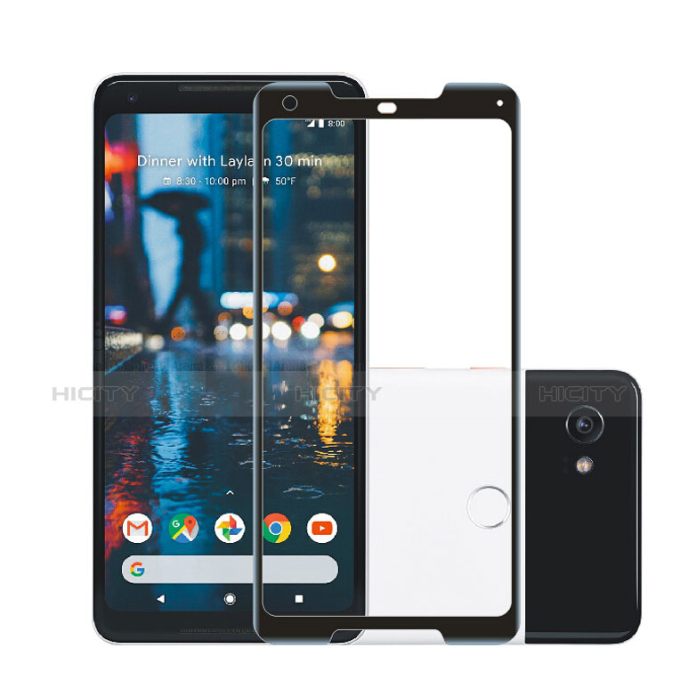 Schutzfolie Full Coverage Displayschutzfolie Panzerfolie Skins zum Aufkleben Gehärtetes Glas Glasfolie F02 für Google Pixel 2 XL Schwarz Plus