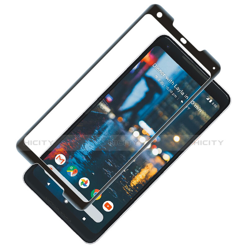 Schutzfolie Full Coverage Displayschutzfolie Panzerfolie Skins zum Aufkleben Gehärtetes Glas Glasfolie F02 für Google Pixel 2 XL Schwarz groß