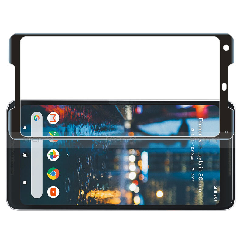 Schutzfolie Full Coverage Displayschutzfolie Panzerfolie Skins zum Aufkleben Gehärtetes Glas Glasfolie F02 für Google Pixel 2 XL Schwarz groß