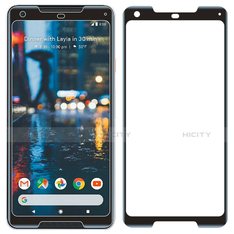 Schutzfolie Full Coverage Displayschutzfolie Panzerfolie Skins zum Aufkleben Gehärtetes Glas Glasfolie F02 für Google Pixel 2 XL Schwarz groß