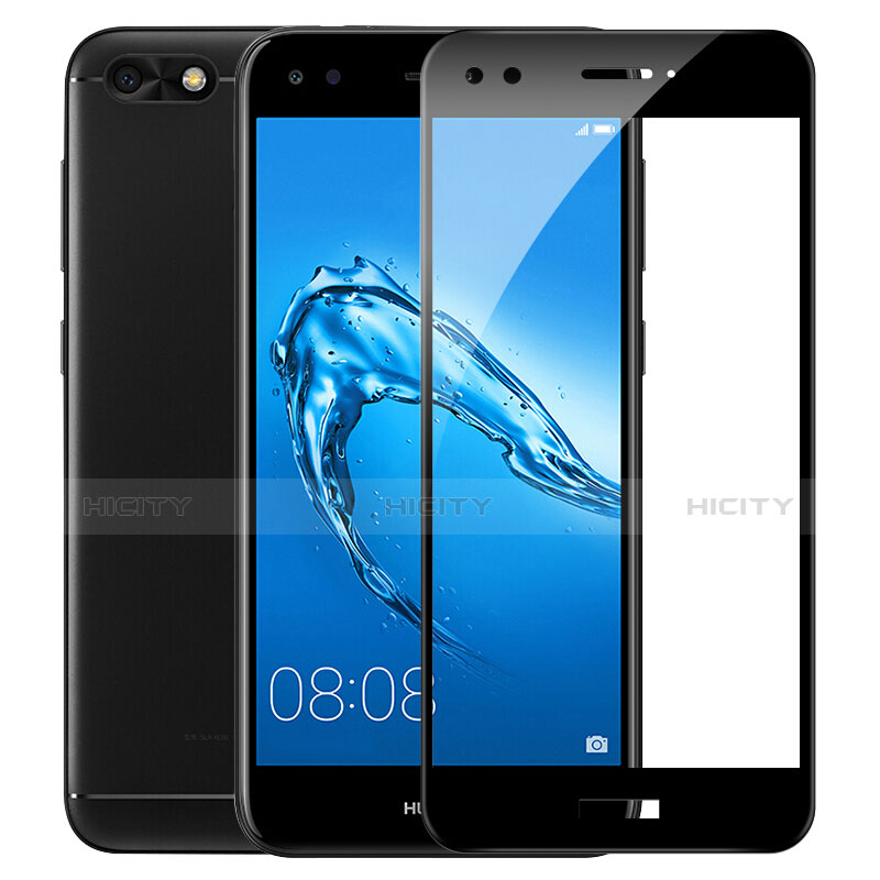 Schutzfolie Full Coverage Displayschutzfolie Panzerfolie Skins zum Aufkleben Gehärtetes Glas Glasfolie F02 für Huawei Enjoy 7 Plus Schwarz