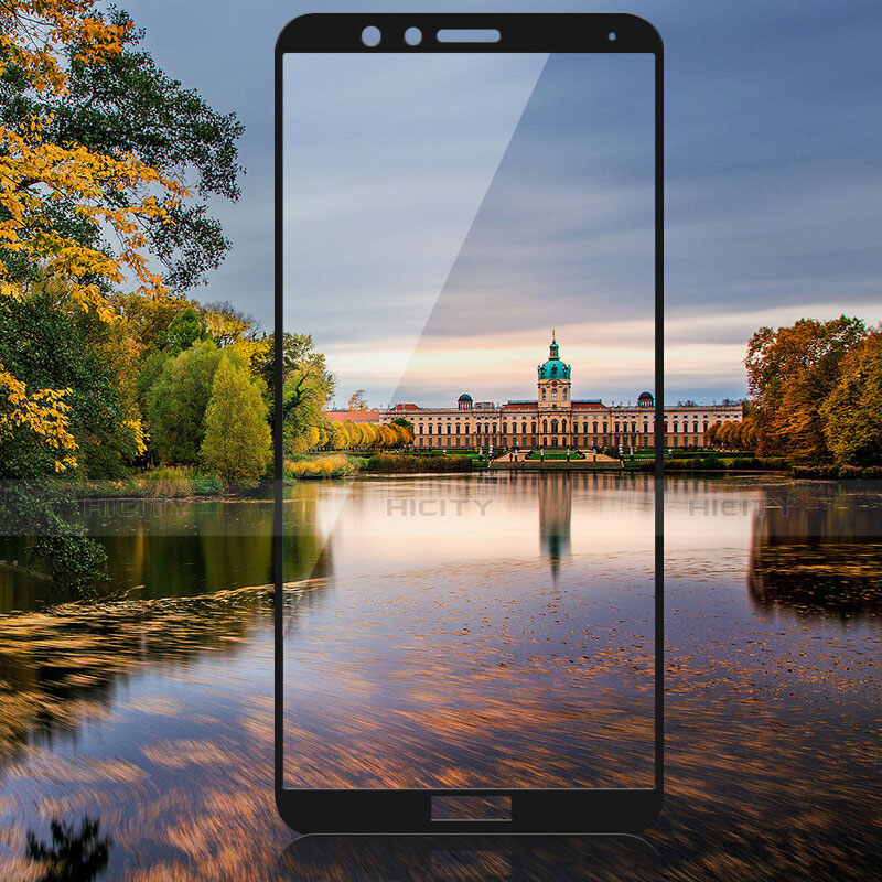 Schutzfolie Full Coverage Displayschutzfolie Panzerfolie Skins zum Aufkleben Gehärtetes Glas Glasfolie F02 für Huawei Honor 7X Schwarz