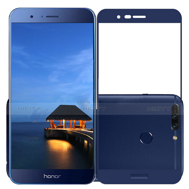 Schutzfolie Full Coverage Displayschutzfolie Panzerfolie Skins zum Aufkleben Gehärtetes Glas Glasfolie F02 für Huawei Honor 8 Pro Blau